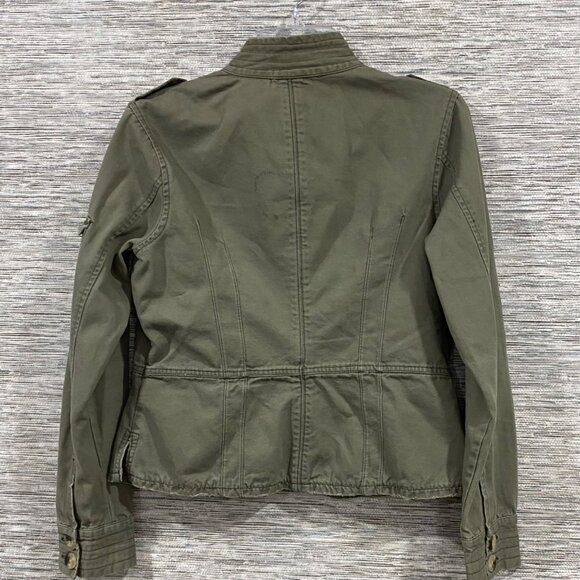 💗Vintage Jordache Olive Utility Jacket Custom “Live Laugh Love” Skeletor Patch - Picture 7 of 8